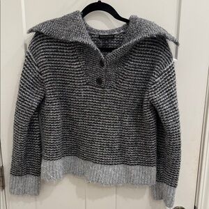 Banana Republic Gray Striped Cowl Neck Sweater